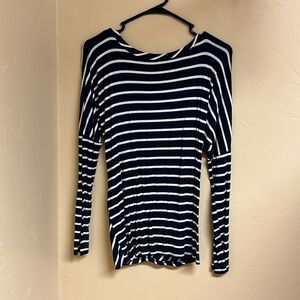 BOUTIQUE CLOSING SALE: Navy & White Striped Criss Cross Back Boutique Top